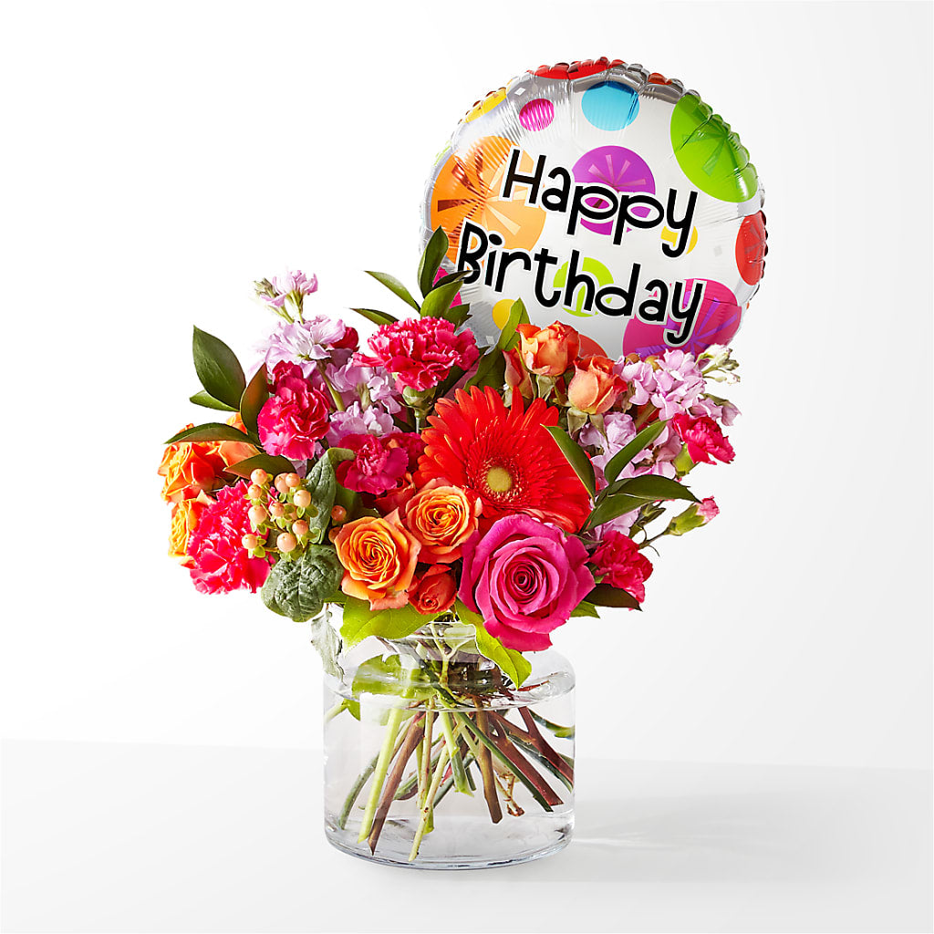 Fiesta Bouquet with Birthday Balloon – Genoveva Rodriguez Flower Shop, San Benito TX