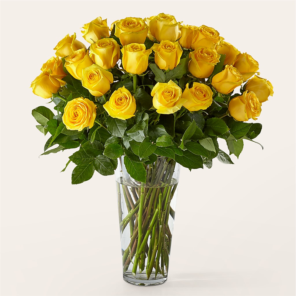 Long Stem Yellow Rose Bouquet – Genoveva Rodriguez Flower Shop, San Benito TX