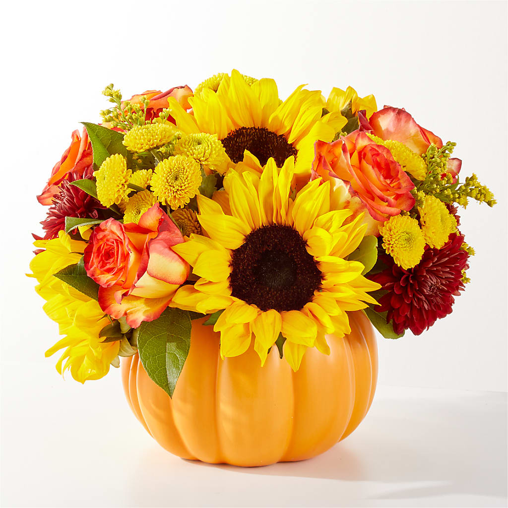 Golden Gourd Pumpkin Bouquet – Genoveva Rodriguez Flower Shop, San Benito TX