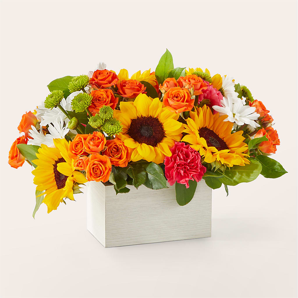 Sun-drenched Blooms Box Bouquet – Genoveva Rodriguez Flower Shop, San Benito TX