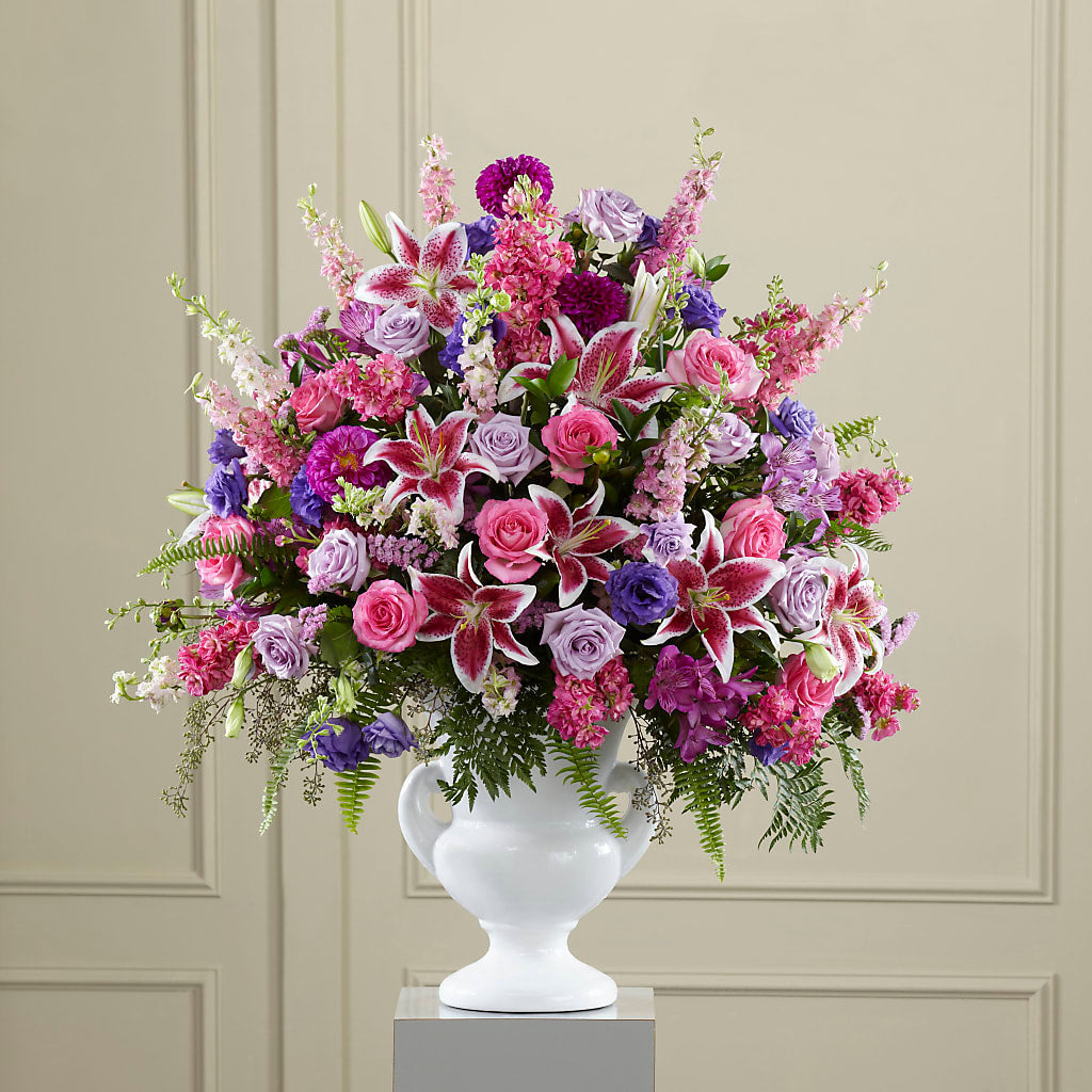 Peaceful Tribute Arrangement – Genoveva Rodriguez Flower Shop, San Benito TX