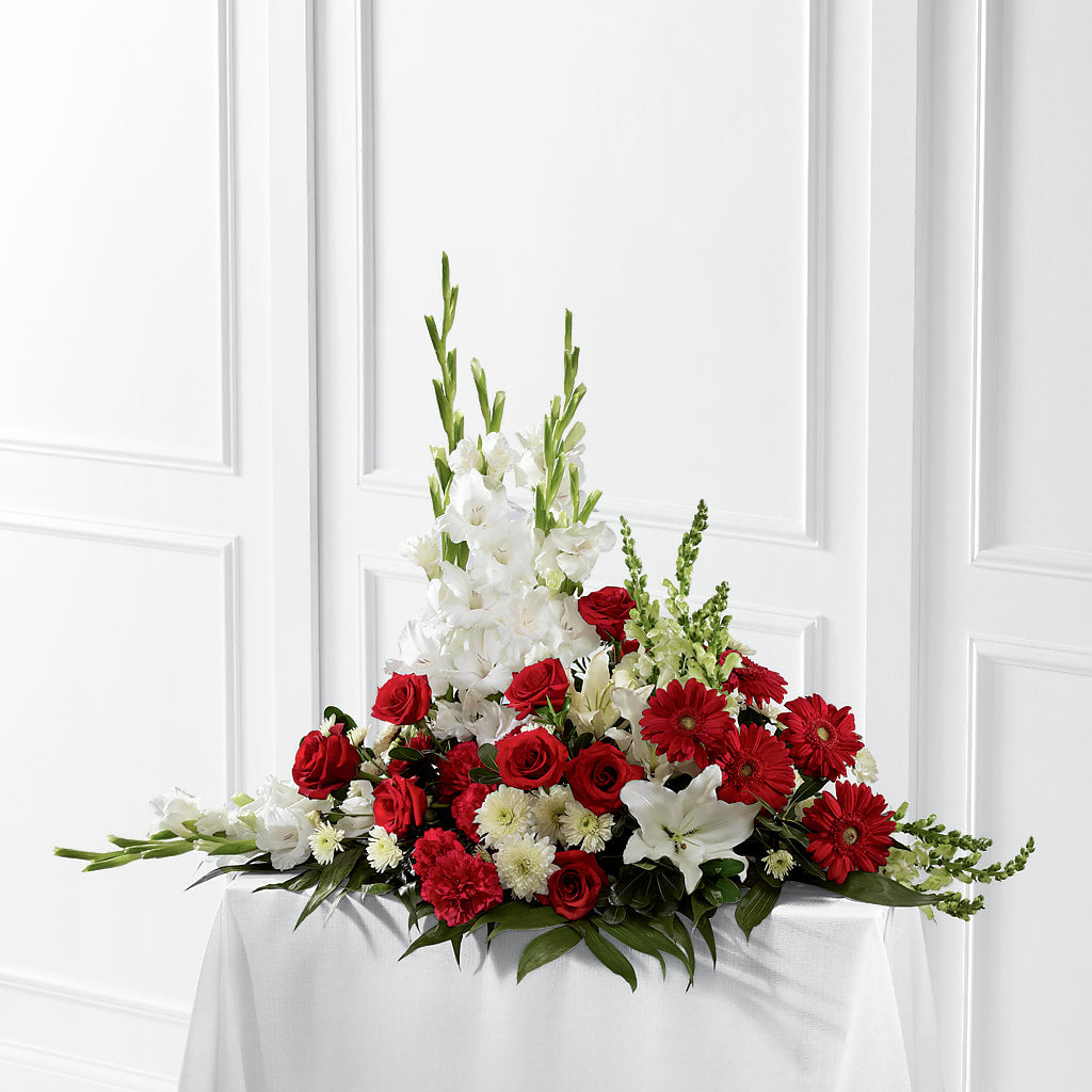 Crimson & White Arrangement – Genoveva Rodriguez Flower Shop, San Benito TX