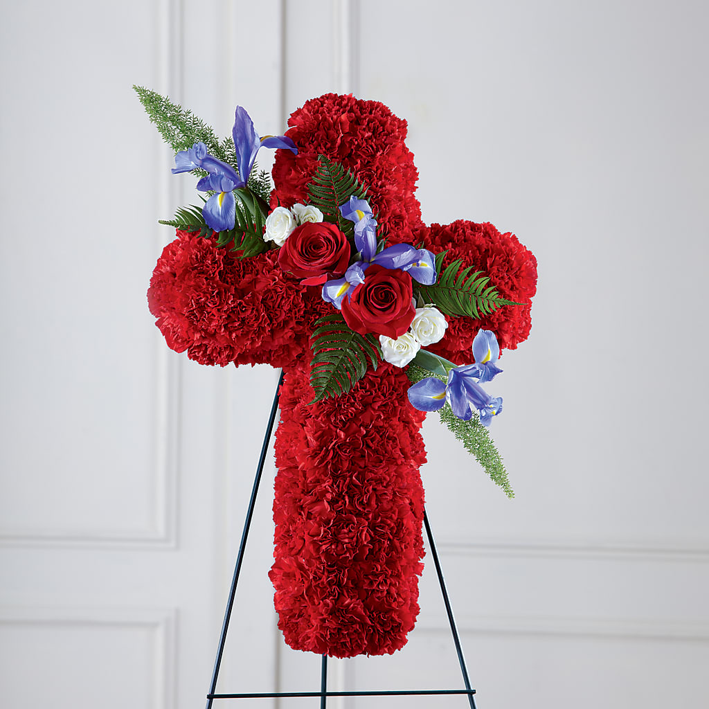 Faithful Hero Floral Cross – Genoveva Rodriguez Flower Shop, San Benito TX