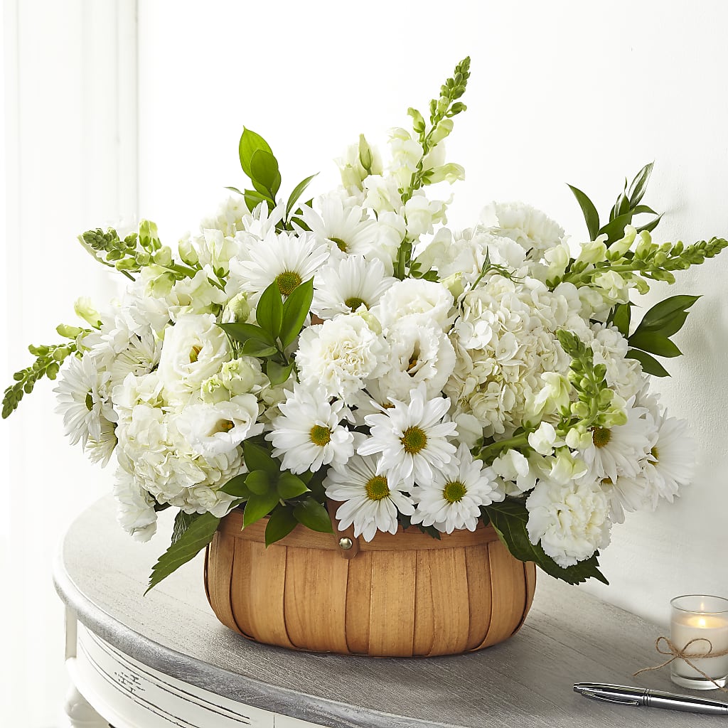 Pure Ivory Basket – Genoveva Rodriguez Flower Shop, San Benito TX