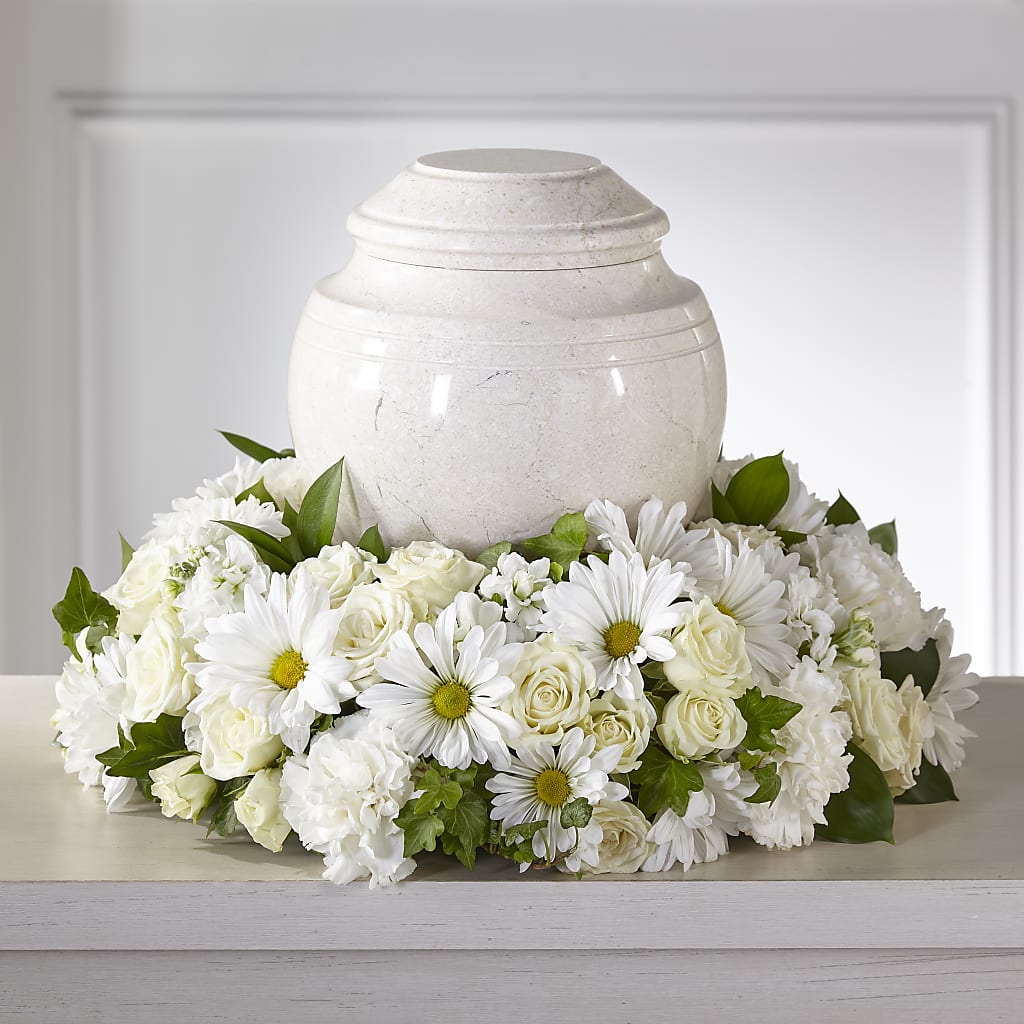 Ivory Gardens Cremation Adornment – Genoveva Rodriguez Flower Shop, San Benito TX