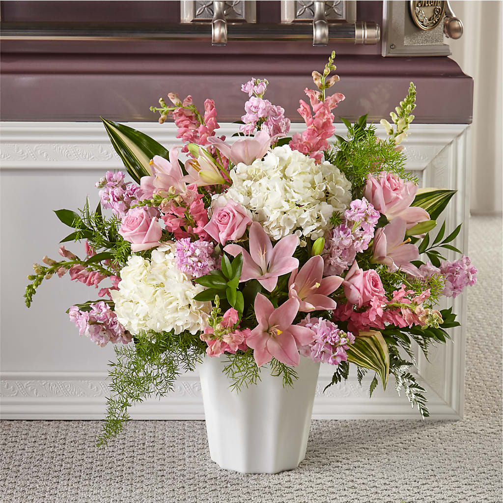 Simply Serene Floor Basket – Genoveva Rodriguez Flower Shop, San Benito TX