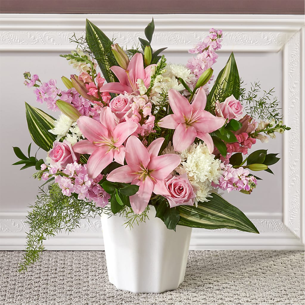Simply Serene Floor Basket – Genoveva Rodriguez Flower Shop, San Benito TX