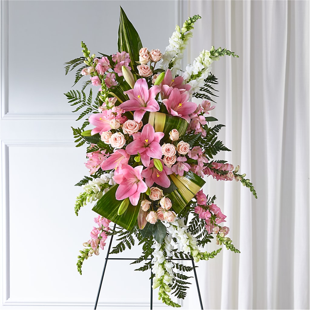 Elegant Embrace Standing Spray – Genoveva Rodriguez Flower Shop, San Benito TX