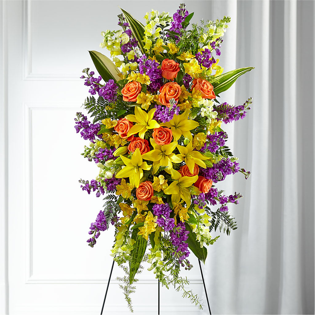 Thoughtful Prayers Standing Spray – Genoveva Rodriguez Flower Shop, San Benito TX