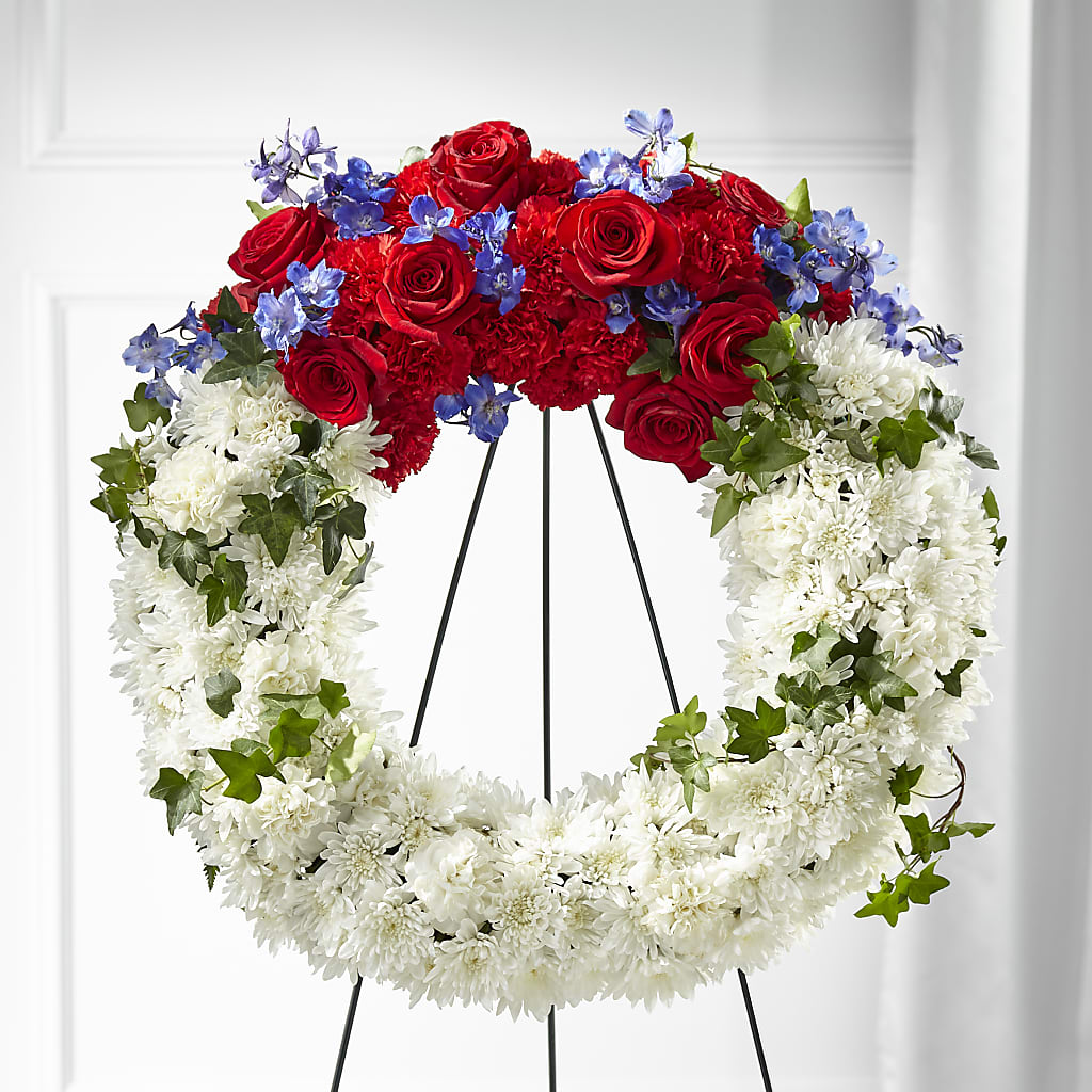 Patriotic Passion Wreath – Genoveva Rodriguez Flower Shop, San Benito TX