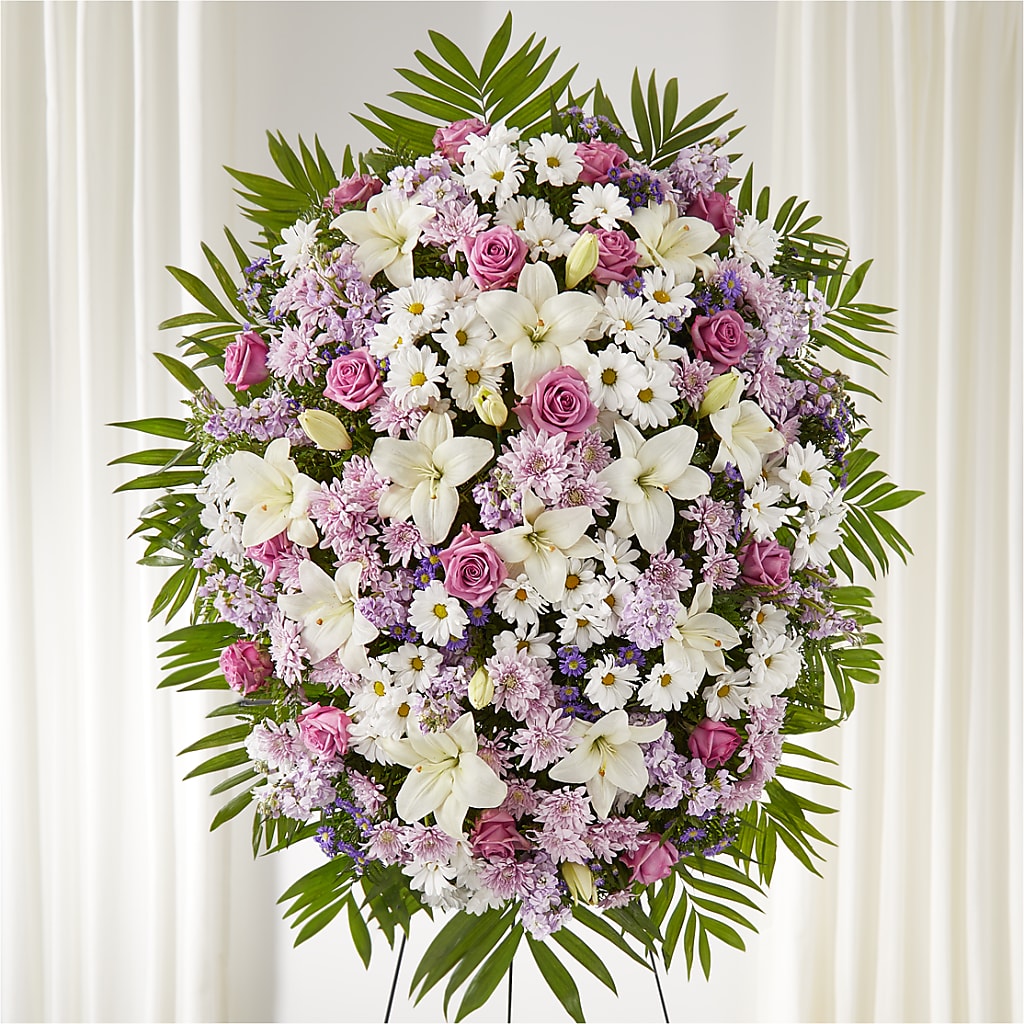 Surrounded by Love Standing Spray – Genoveva Rodriguez Flower Shop, San Benito TX