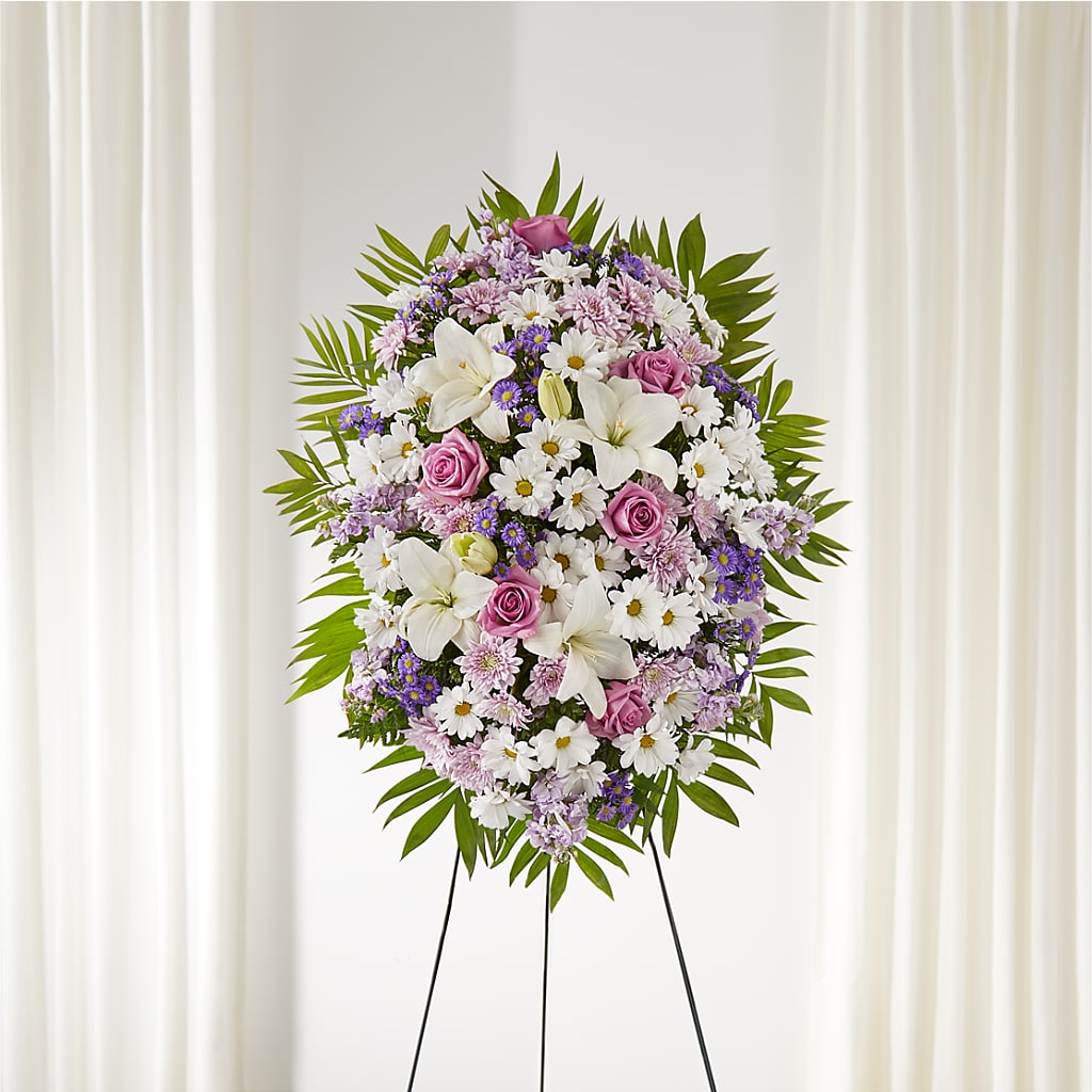 Surrounded by Love Standing Spray – Genoveva Rodriguez Flower Shop, San Benito TX