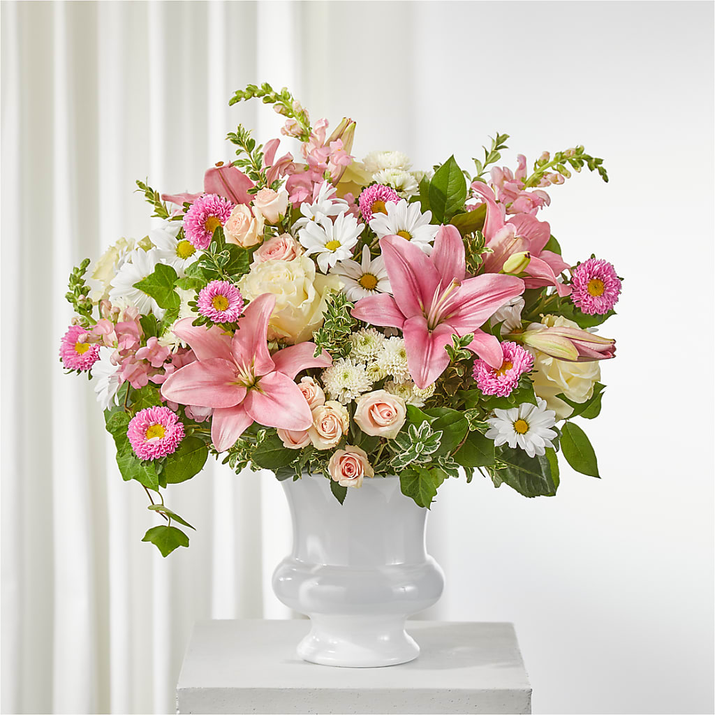 Empathetic Blooms Urn Arrangement – Genoveva Rodriguez Flower Shop, San Benito TX