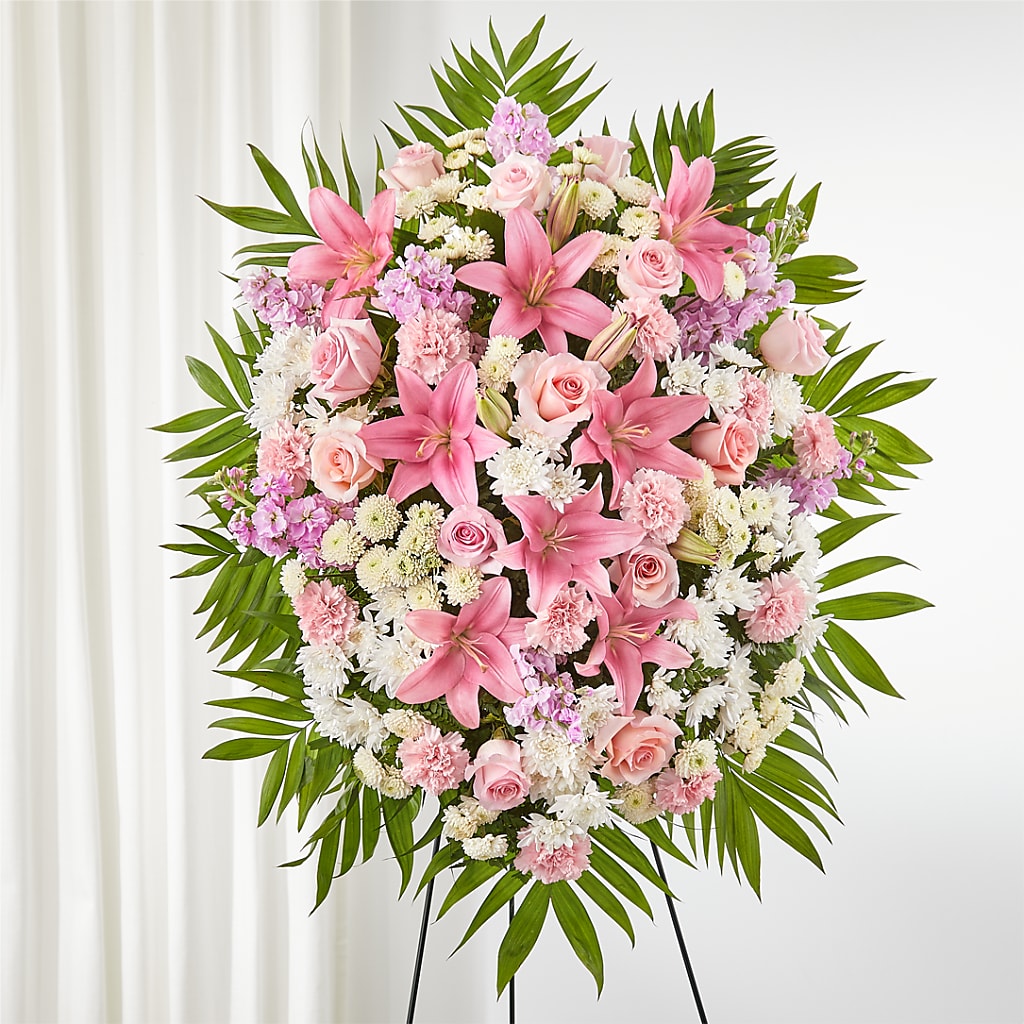 Offering Solace Standing Spray – Genoveva Rodriguez Flower Shop, San Benito TX