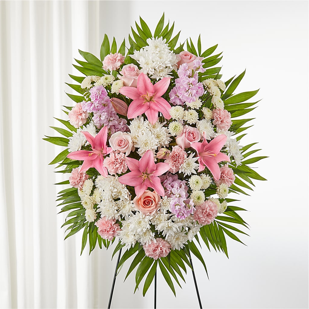 Offering Solace Standing Spray – Genoveva Rodriguez Flower Shop, San Benito TX