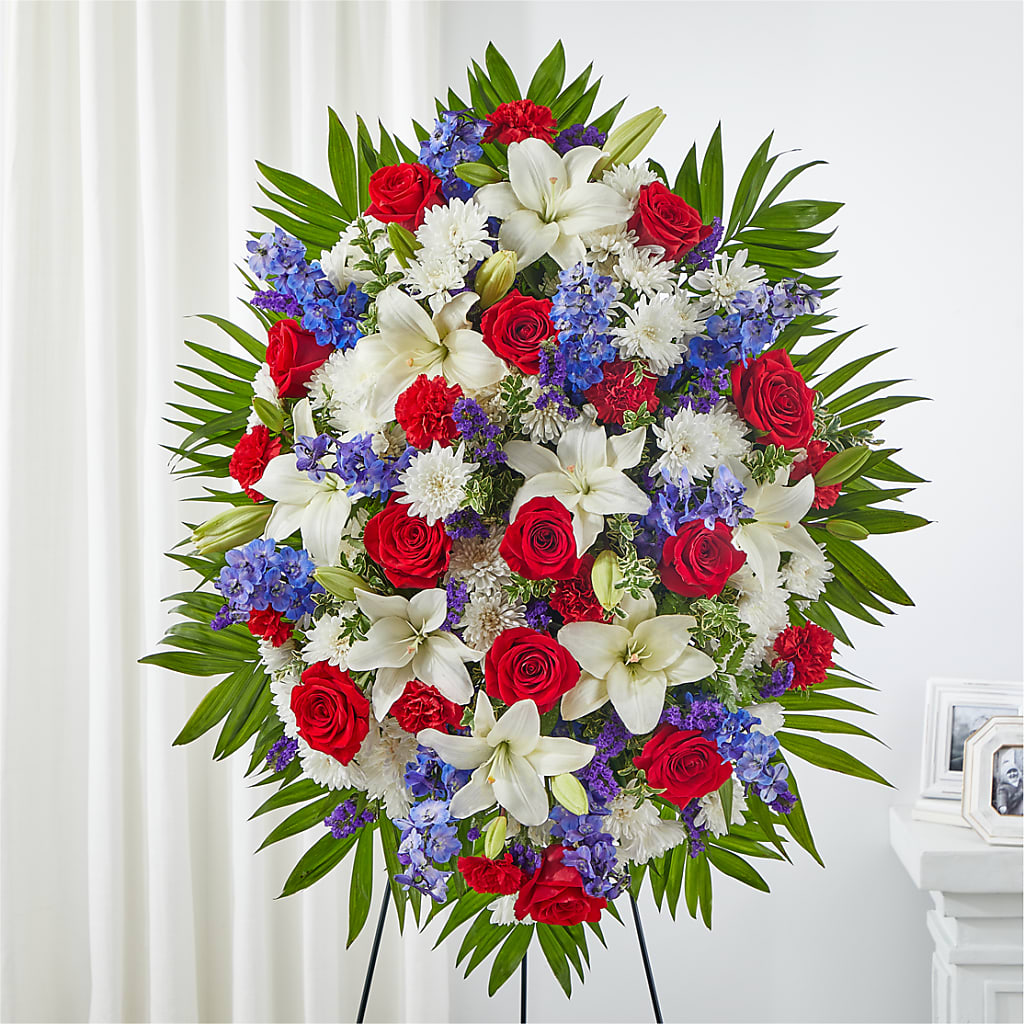 Cherished Service Standing Spray – Genoveva Rodriguez Flower Shop, San Benito TX