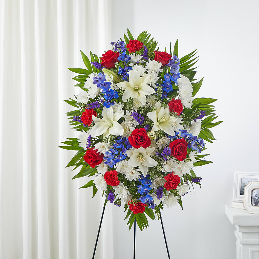 Cherished Service Standing Spray – Genoveva Rodriguez Flower Shop, San Benito TX