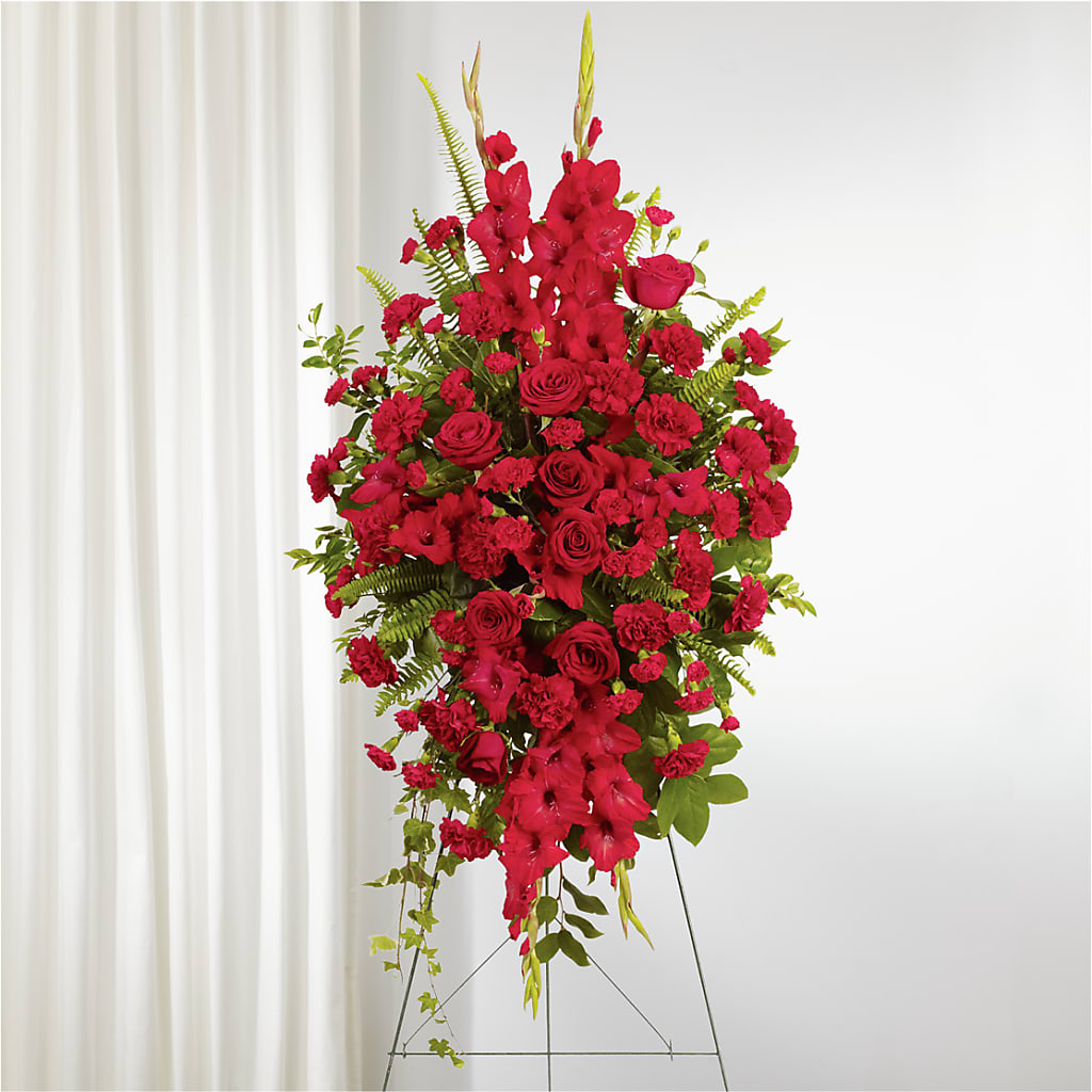 From the Heart Standing Spray – Genoveva Rodriguez Flower Shop, San Benito TX