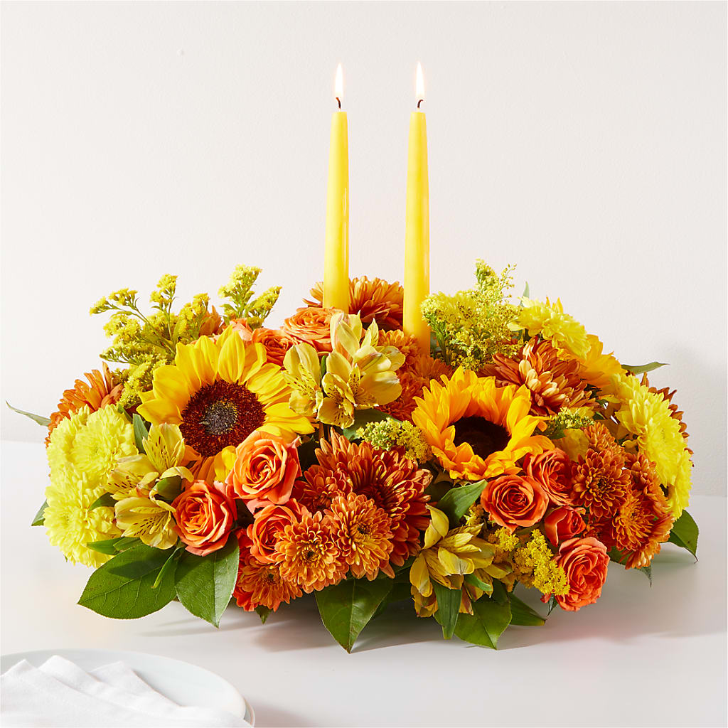 Autumn Harmony Centerpiece – Genoveva Rodriguez Flower Shop, San Benito TX