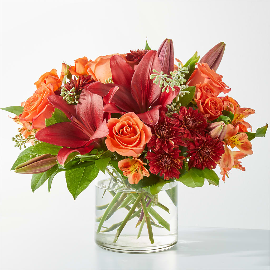 Crimson Leaves Bouquet – Genoveva Rodriguez Flower Shop, San Benito TX