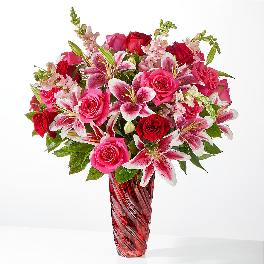 Always You Bouquet with Luxe Swirl Vase – Genoveva Rodriguez Flower Shop, San Benito TX