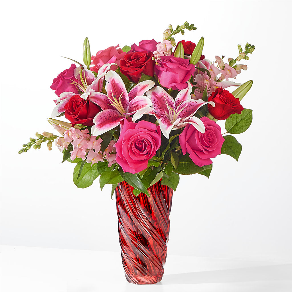 Always You Bouquet with Luxe Swirl Vase – Genoveva Rodriguez Flower Shop, San Benito TX