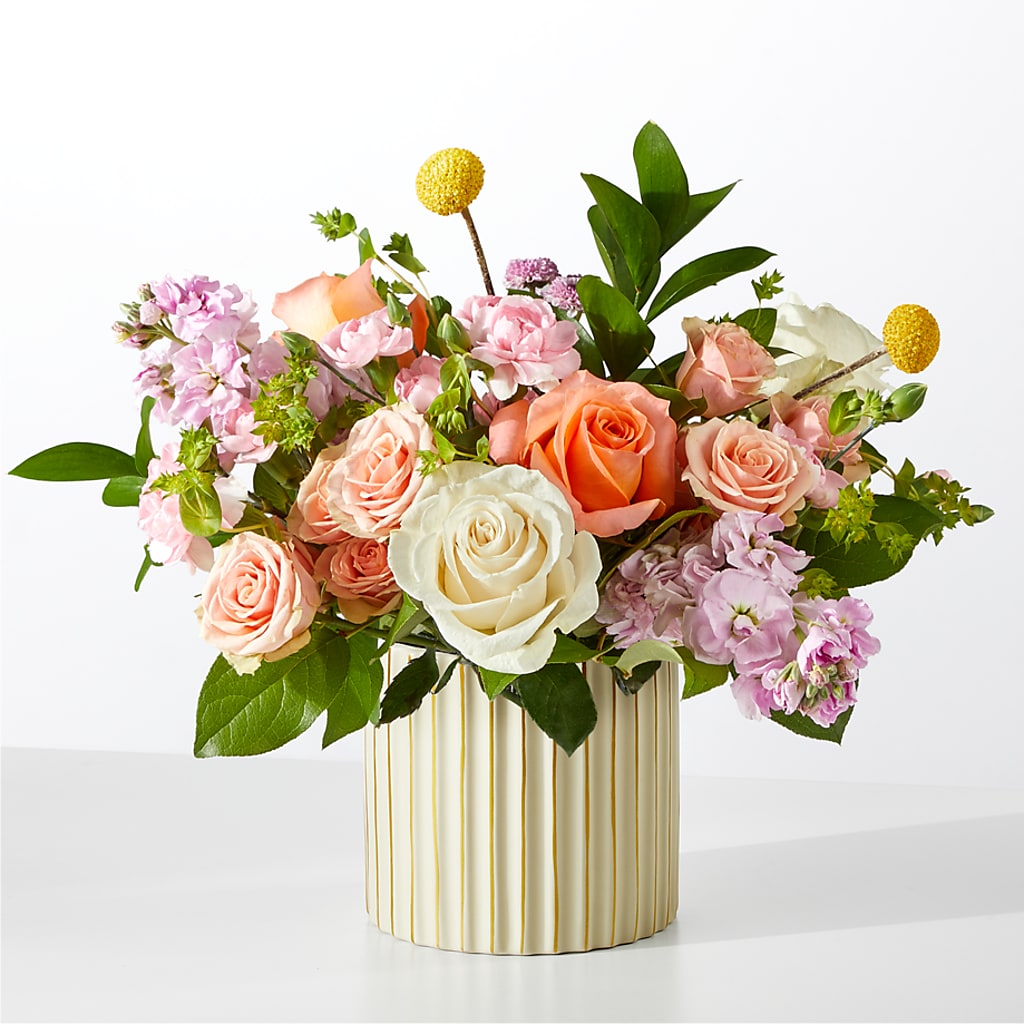 French Market Bouquet with Ivory Vase – Genoveva Rodriguez Flower Shop, San Benito TX