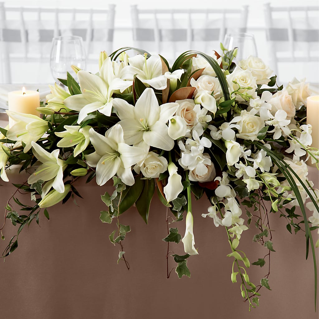 White Linen Arrangement – Genoveva Rodriguez Flower Shop, San Benito TX