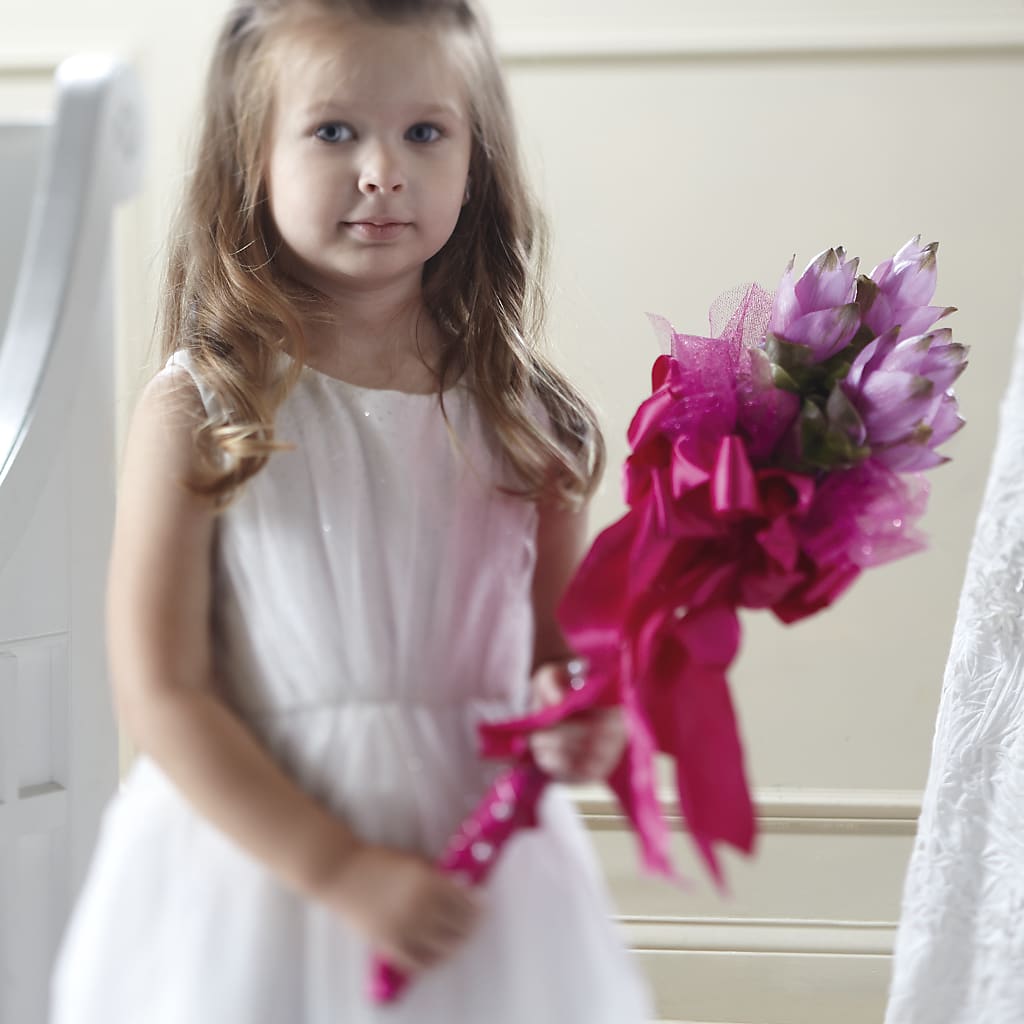 Sparkle Pink Flower Girl Bouquet – Genoveva Rodriguez Flower Shop, San Benito TX