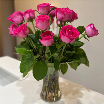 Long Stem Pink Rose Bouquet –  Genoveva Rodriguez Flower Shop, San Benito TX