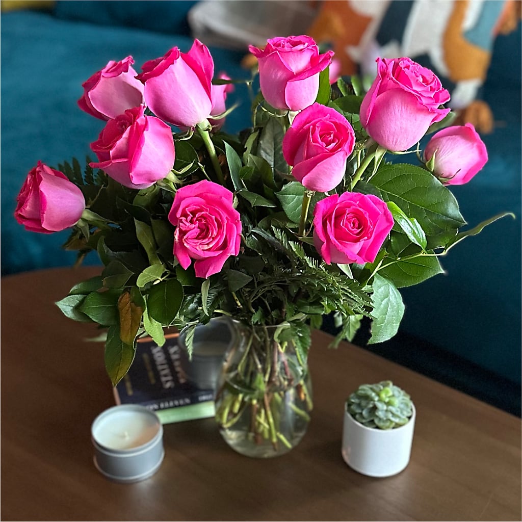 Long Stem Pink Rose Bouquet –  Genoveva Rodriguez Flower Shop, San Benito TX