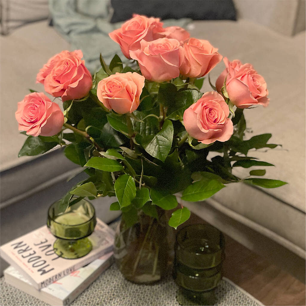 Long Stem Pink Rose Bouquet –  Genoveva Rodriguez Flower Shop, San Benito TX