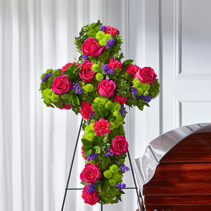 Tribute Rose Floral Cross –  Genoveva Rodriguez Flower Shop, San Benito TX