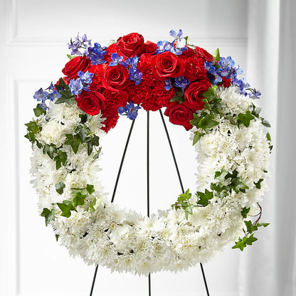 Patriotic Passion Wreath –  Genoveva Rodriguez Flower Shop, San Benito TX