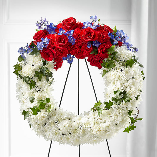 Patriotic Passion Wreath –  Genoveva Rodriguez Flower Shop, San Benito TX