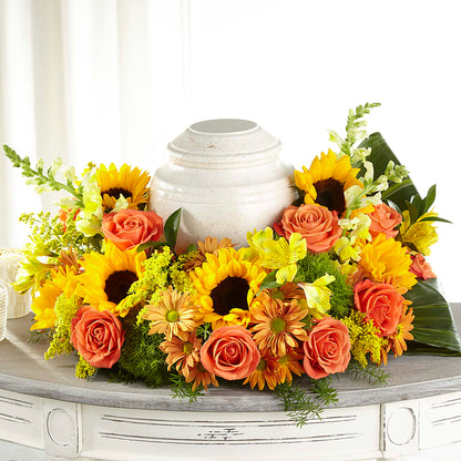 Faithful Sunflower Cremation Adornment –  Genoveva Rodriguez Flower Shop, San Benito TX