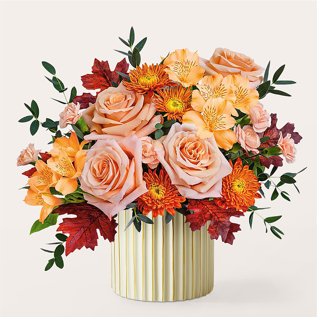 Spiced Latte Bouquet with Ivory Vase –  Genoveva Rodriguez Flower Shop, San Benito TX