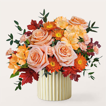 Spiced Latte Bouquet with Ivory Vase –  Genoveva Rodriguez Flower Shop, San Benito TX