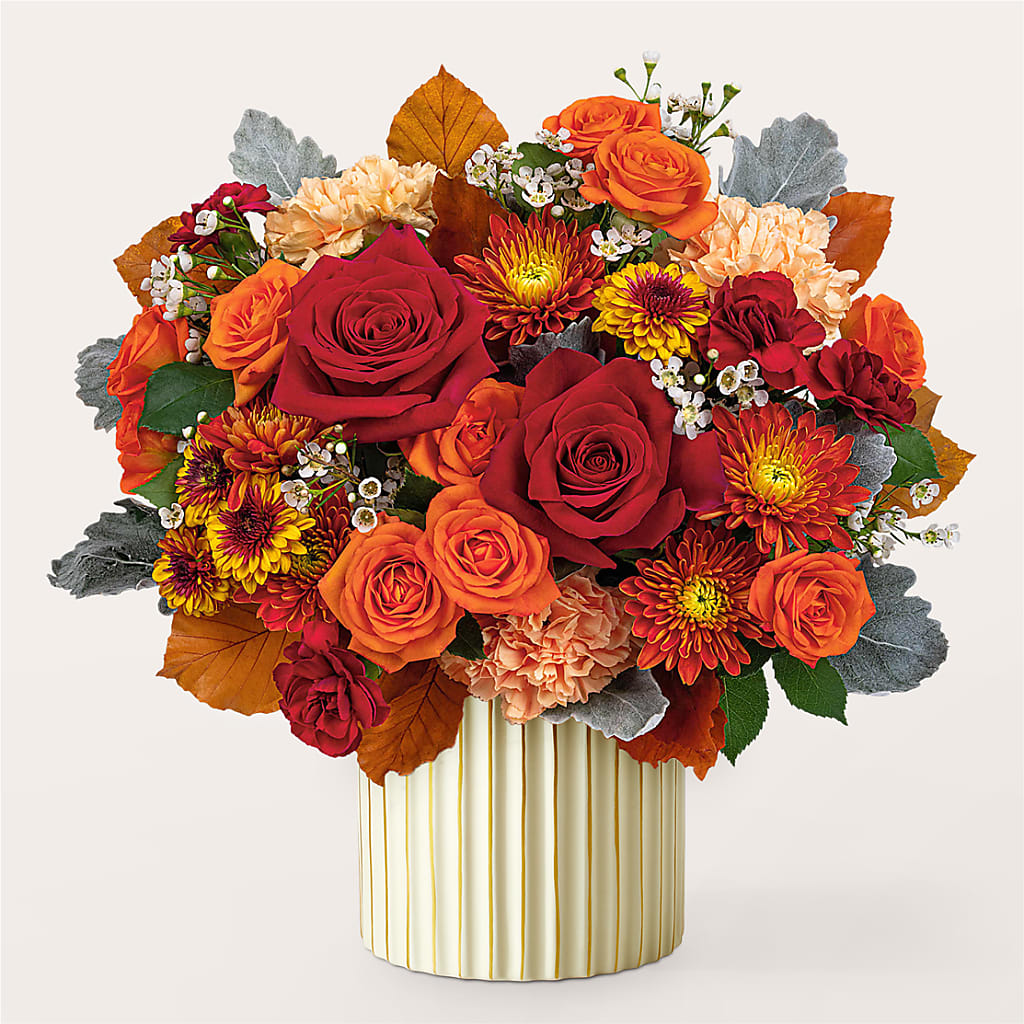 Merlot Bouquet with Ivory Vase –  Genoveva Rodriguez Flower Shop, San Benito TX