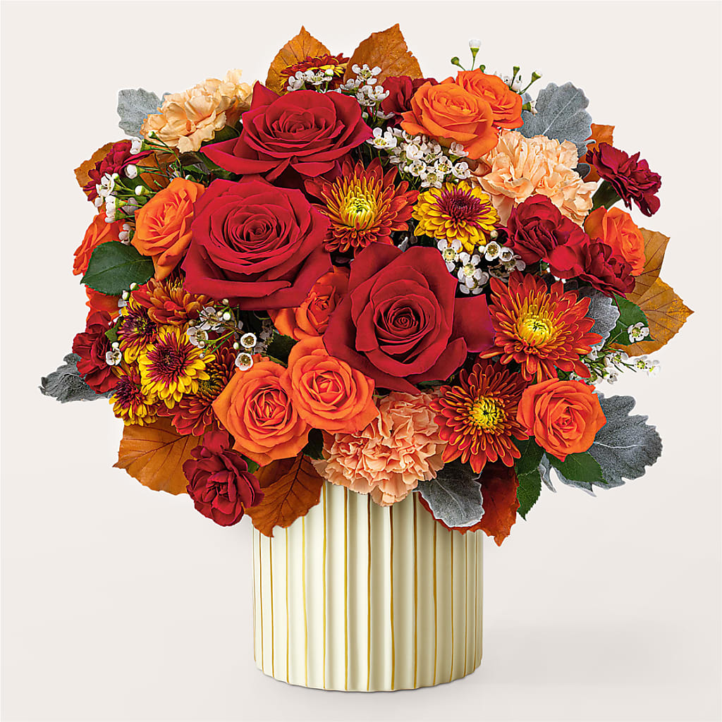 Merlot Bouquet with Ivory Vase –  Genoveva Rodriguez Flower Shop, San Benito TX