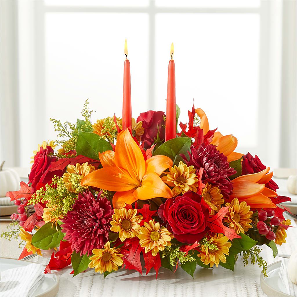 Autumn's Embrace Centerpiece –  Genoveva Rodriguez Flower Shop, San Benito TX