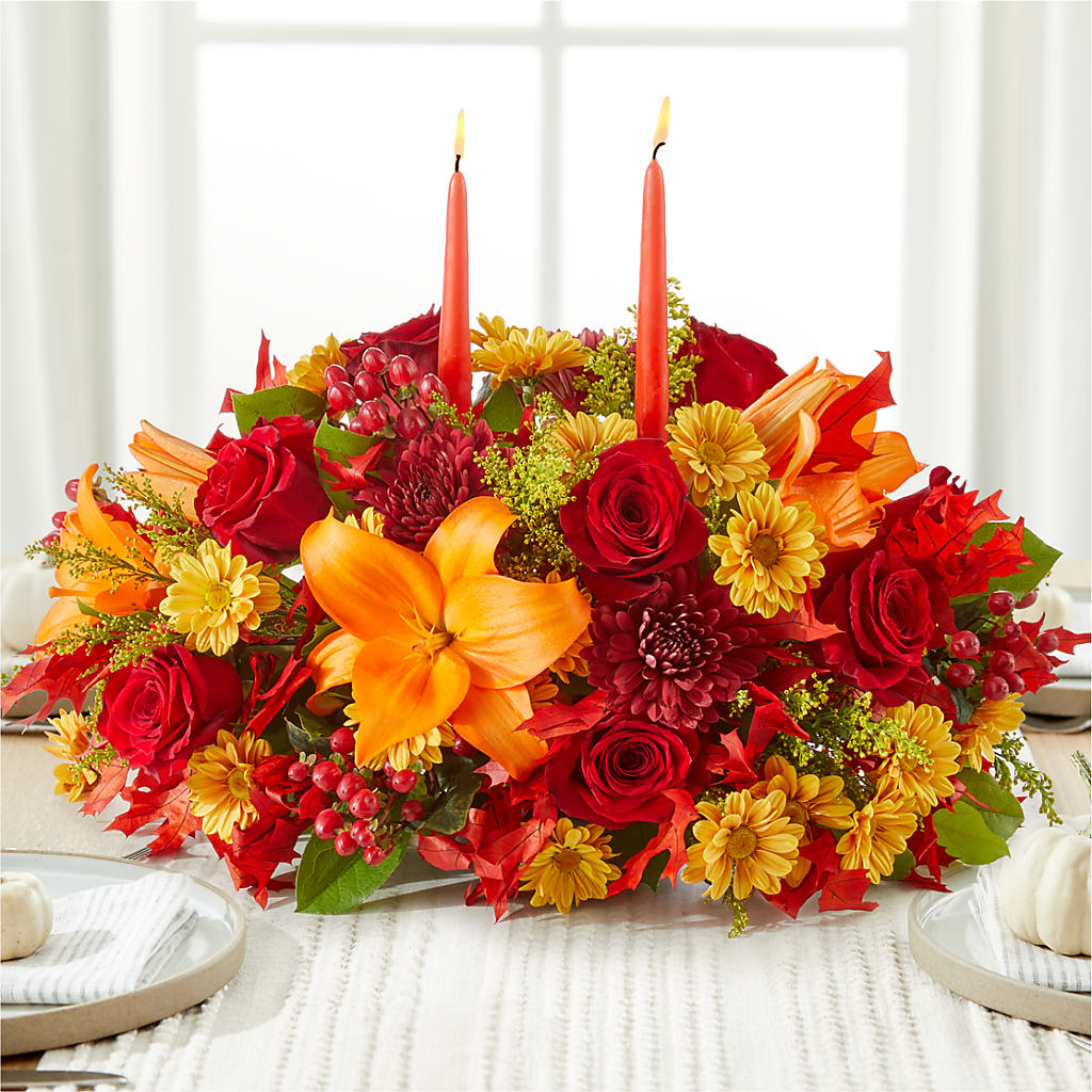 Autumn's Embrace Centerpiece –  Genoveva Rodriguez Flower Shop, San Benito TX